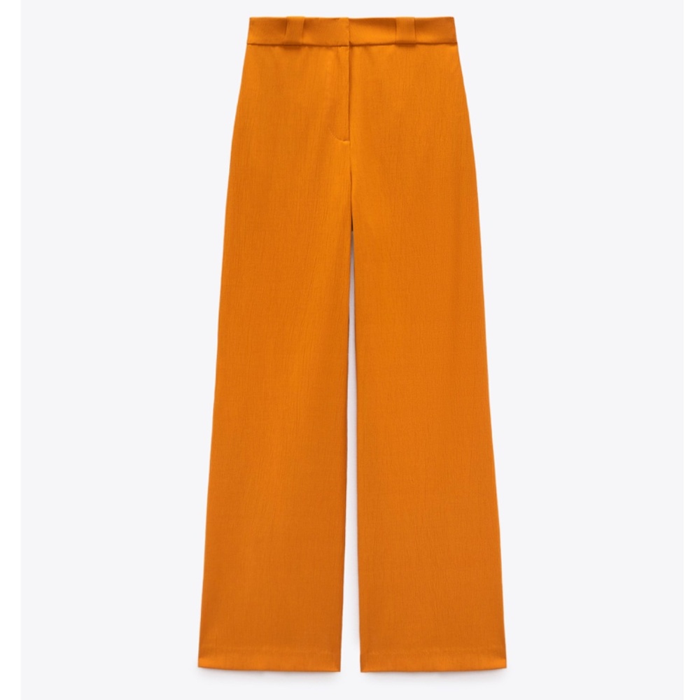 Zara Orange Straight-Leg Pants